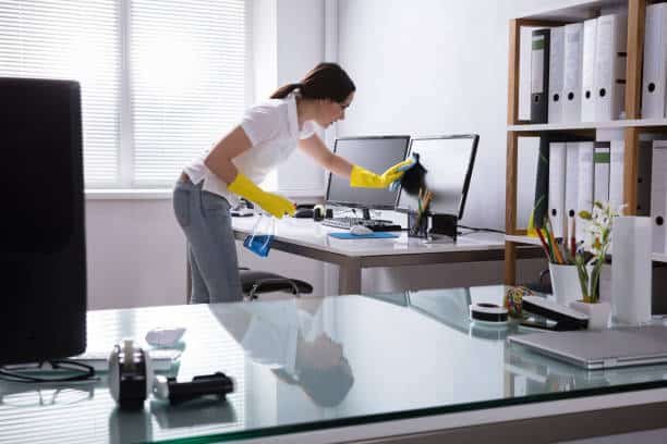 Clean, organized office desk ready for the workday